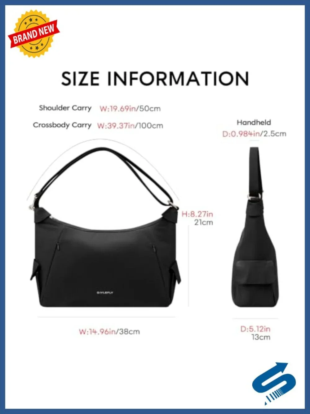 Nylon Hobo Bag with Multi-Pocket Organization, Adjustable Strap